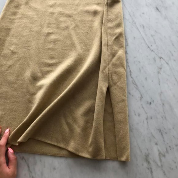 Vintage Salvatore Ferragamo Wool Bodycon Skirt with Slit - Picture 3 of 4